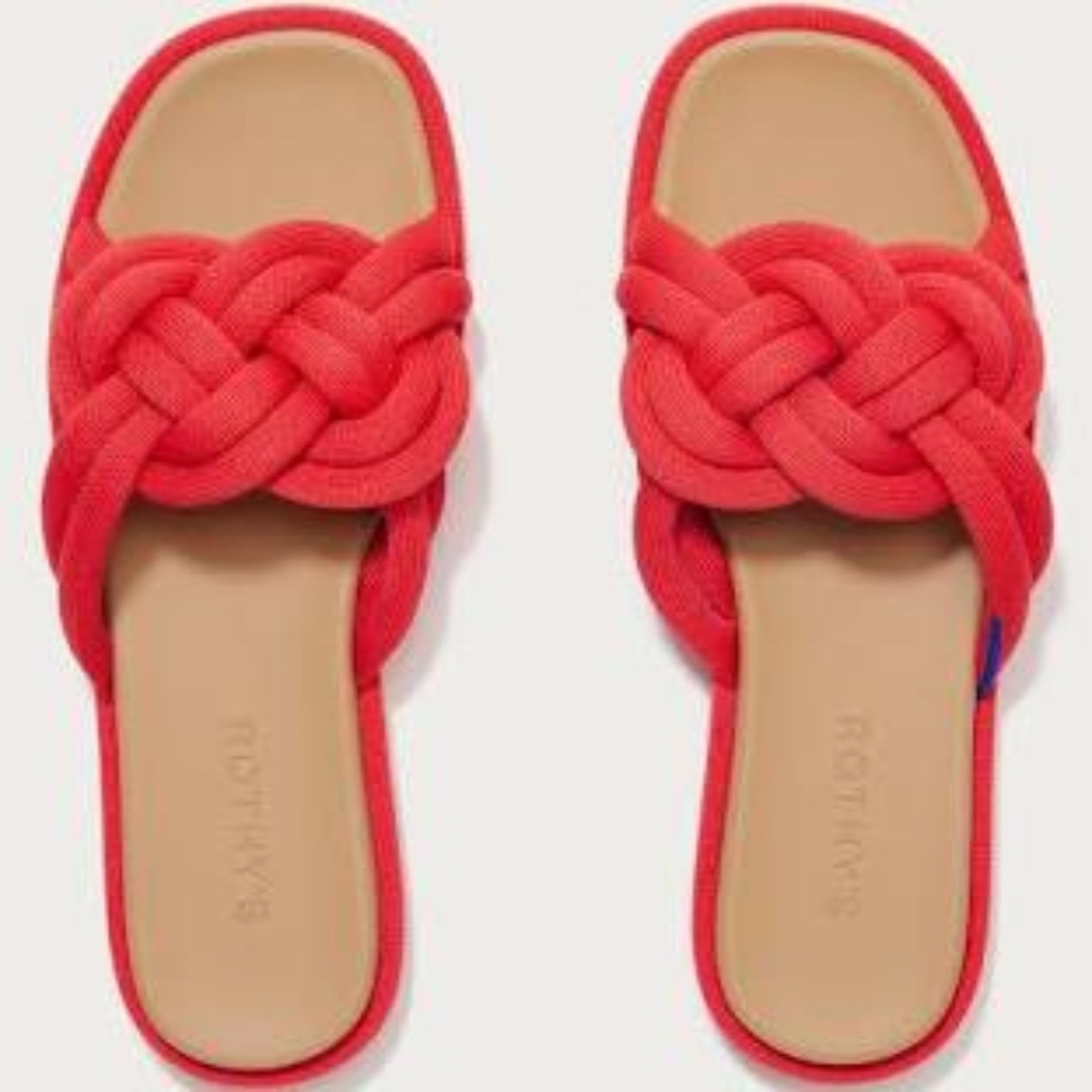 Rothy's Red Braided Slide Sandals
